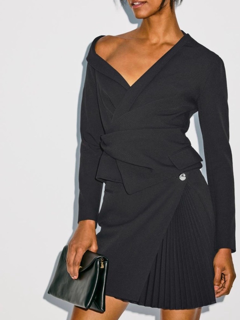 A.L.C. Black Pleated Wrap Skirt Set